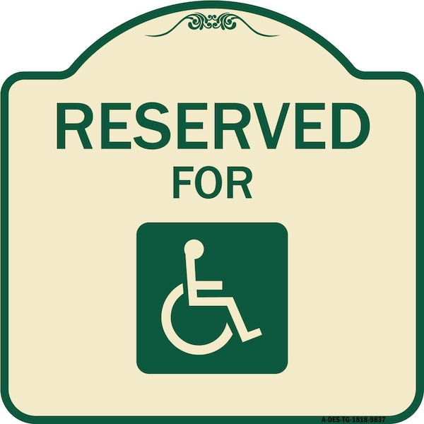 Designer Series-Graphic Handicapped Reserved Tan & Green, 18" x 18", TG-1818-9837